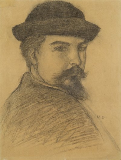 Portrait of the artist in a black hat by Maurice Denis